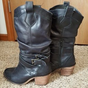 Sz 8 Black Half-Calf ALDO Cowgirl Style Boots